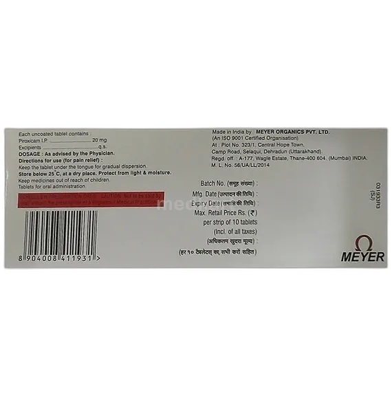 ugesic 20mg tablet 10's